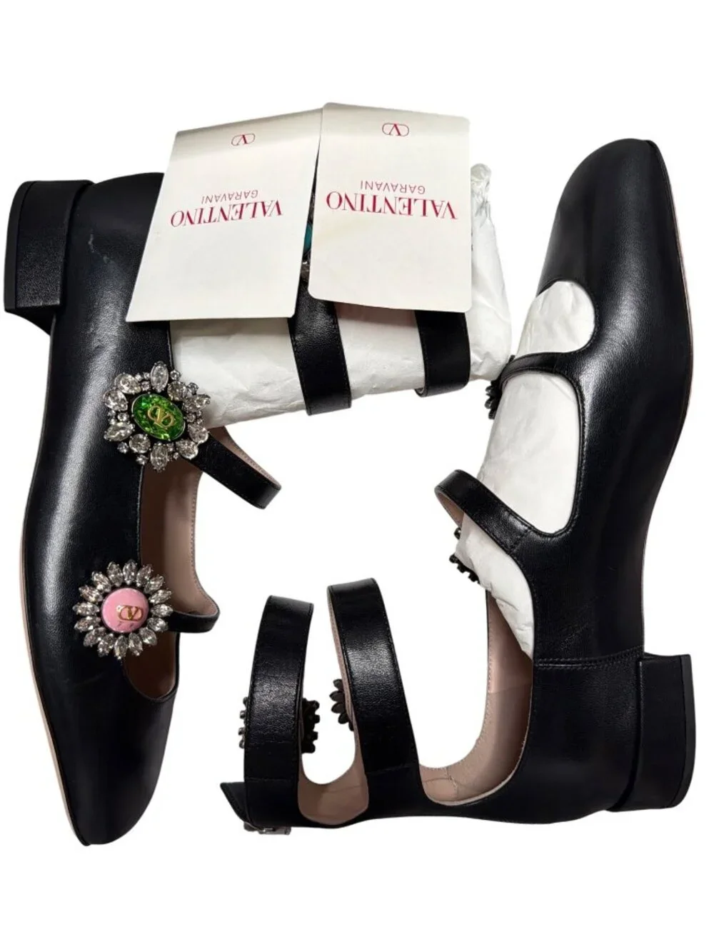 NWB Valentino Garavani Preshoes Embellished Ballet Flats Black Size 37